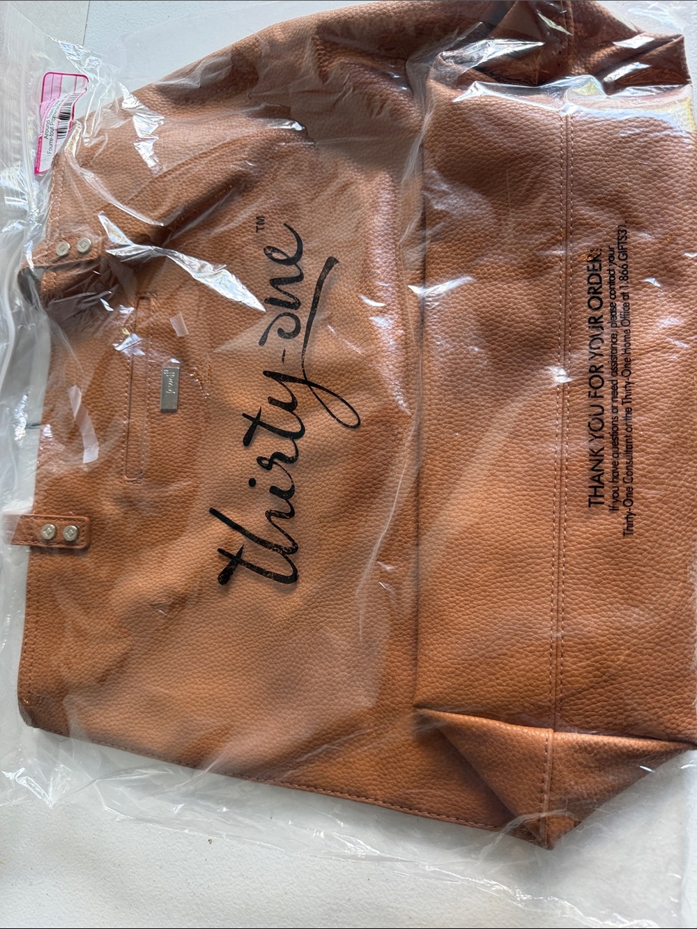 Thirty-One Tan Pebbled Tote Bag